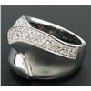 Image 3 : 14k White Gold Dual Finish 1 ctw Pave Diamond Bold  Swirled Dinner Ring Band