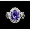 Image 2 : 4.45 ctw Tanzanite and Diamond Ring - 14KT White Gold
