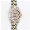 Image 2 : Rolex Ladies 2 Tone 18K Gold Bezel Pink MOP Baguette Diamond Datejust Wristwatch