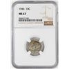 Image 1 : 1946 Roosevelt Dime Coin NGC MS67