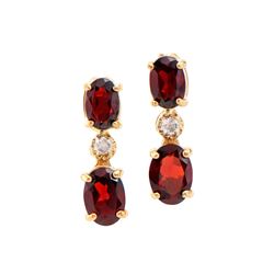 Plated 18KT Yellow Gold 2.50ctw Garnet and Diamond Earrings