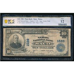 1902 $10 Saco Maine National Bank Note PCGS 12