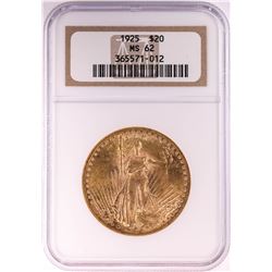 1925 $20 St. Gaudens Double Eagle Gold Coin NGC MS62
