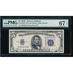 1934C $5 Silver Certificate PMG 67EPQ