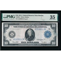 1914 $10 Boston Federal Reserve Note PMG 35