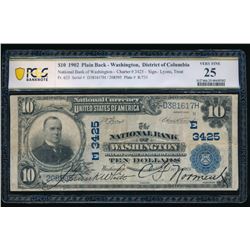 1902 $10 Washington DC National Bank Note PCGS 25