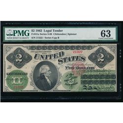 1862 $2 Legal Tender Note PMG 63