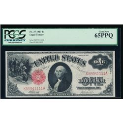 1917 $1 Legal Tender Note PCGS 65PPQ