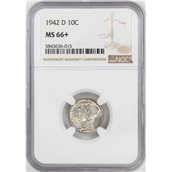 1942-D Mercury Dime Coin NGC MS66+