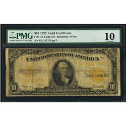 1922 $10 Gold Certificate PMG 10