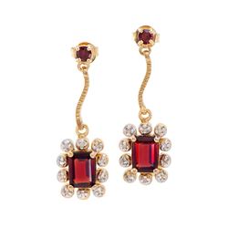 Plated 18KT Yellow Gold 1.93ctw Garnet and Diamond Earrings