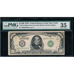 1928 $1000 New York Federal Reserve Note PMG 35