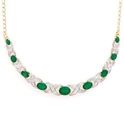 Plated 18KT Yellow Gold 4.05ctw Green Agate and Diamond Pendant with Chain