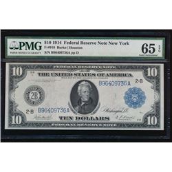 1914 $10 New York Federal Reserve Note PMG 65EPQ