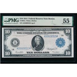 1914 $10 Boston Federal Reserve Note PMG 55