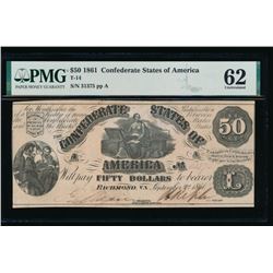 1861 $50 Confederate States of America Note PMG 62