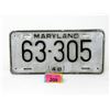 Image 1 : Rare USA 1948 Maryland License Plate