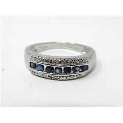 Sterling Silver Sapphire & Diamond Ring