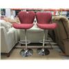 Image 1 : Pair of New Burgundy Fabric Upholstered Stools