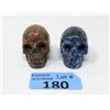Image 1 : 2 Carved Gemstone Stone Skulls - 2" Diameter
