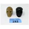 Image 1 : 2 Carved Gemstone Stone Skulls - 2" Diameter