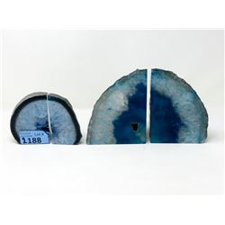 2 Pairs of Blue Brazilian Agate Crystal Bookends