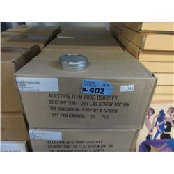 12 Cases of New 1 Oz. Flat Screw Top Tins