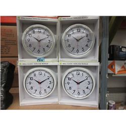 2 Cases of 4 New 9.5" Wall Clocks