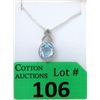 Image 1 : Sterling Silver Blue Topaz & Diamond Pendant