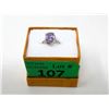 Image 2 : Sterling Silver Amethyst & Diamond Solitaire Ring