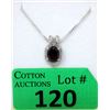 Image 1 : Garnet & Diamond Sterling Silver Pendant