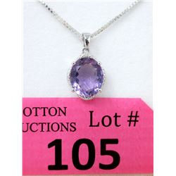 Sterling Silver Amethyst & Diamond Pendant