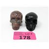 Image 1 : 2 Carved Gemstone Stone Skulls - 2" Diameter