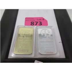 1 Gold Plated & 1 Silver Plated Art Bar