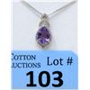 Image 1 : Sterling Silver Amethyst & Diamond Pendant