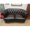 Image 1 : New 65" Brown Leather Button Tufted Loveseat