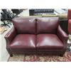 Image 1 : New Amax Burgundy Leather Down Filled Loveseat