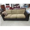 Image 1 : 92" Leather Sofa with Chenille Upholstery