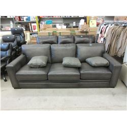 New 94" Grey Leather Sofa