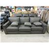 Image 1 : New 94" Grey Leather Sofa