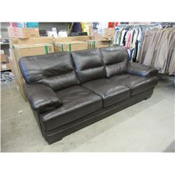 New 94" Brown Leather Sofa