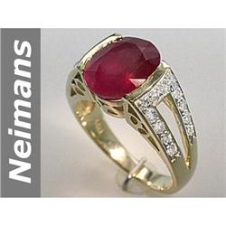 Gem Certified 5.00 ct Ruby & VS Diamond Ring 14kt Gold