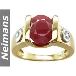 USGL Certified 3.75 ct Ruby & Sapphire Ring 14kt Gold