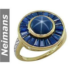 Antique 3.50ct Certified Sapphire & VS Diamond Ring 14K