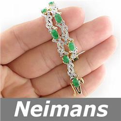 Gem 5.75 ct Certified Emerald & Diamond Bracelet 14kt