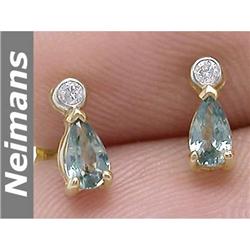 Certified .75 ct Aquamarine & Diamond Ring 14kt Gold