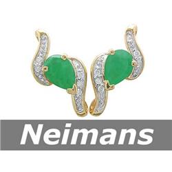 Certified 1.50 ct Emerald & Diamond Stud Earrings Gold