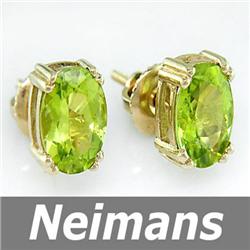 Gem Quality 2.75 ct Certified Peridot Earrings 14K Gold