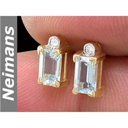 Antique 3.25 ct Blue Topaz & Sapphire Ring 14kt Gold