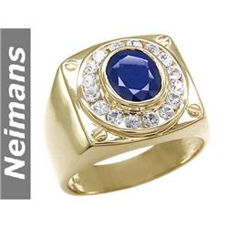 Antique 3.25 ct Orange Sapphire & Diamond Ring 14K Gold